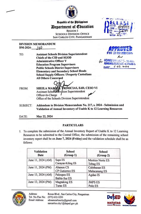 Division Memorandum No. 217, S. 2024.